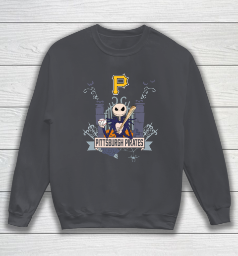 MLB Pittsburgh Pirates Baseball Jack Skellington Halloween Sweatshirt 4