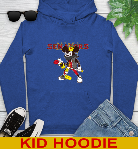 Ottawa Senators NHL Hockey Mickey Peace Sign Sports Youth Hoodie 10