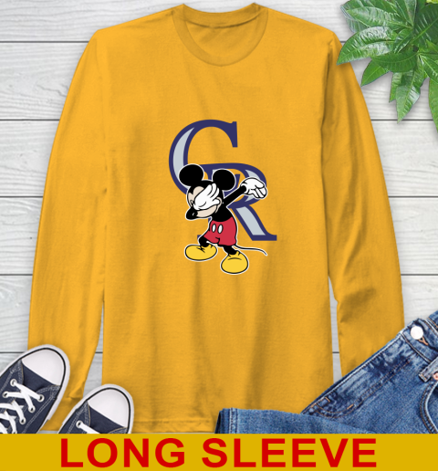 Colorado Rockies MLB Baseball Dabbing Mickey Disney Sports Long Sleeve T-Shirt 3