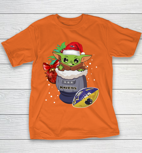 Baltimore Ravens Christmas Baby Yoda Star Wars Funny Happy NFL Youth T-Shirt 6