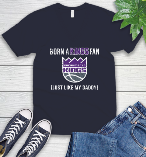 NBA Sacramento Kings Loyal Fan Just Like My Daddy Basketball Shirt V-Neck T-Shirt 2
