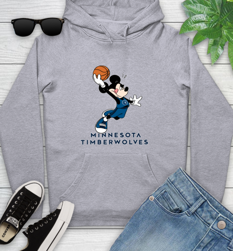 NBA Basketball Minnesota Timberwolves Cheerful Mickey Mouse Shirt Youth Hoodie 6