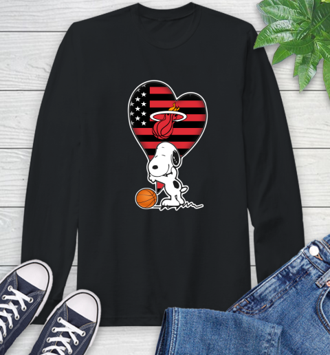 Miami Heat NBA Basketball The Peanuts Movie Adorable Snoopy Long Sleeve T-Shirt 2