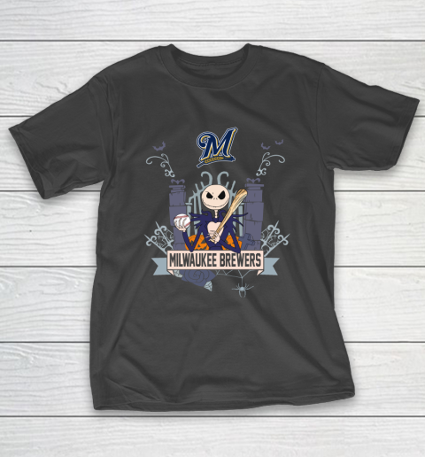 MLB Milwaukee Brewers Baseball Jack Skellington Halloween T-Shirt