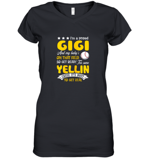 Proud Gigi Baseball Funny Mom Of Baseball Player Women's V-Neck T-Shirt