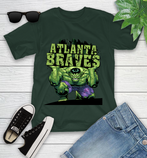 Atlanta Braves MLB Baseball Incredible Hulk Marvel Avengers Sports Youth T-Shirt 5