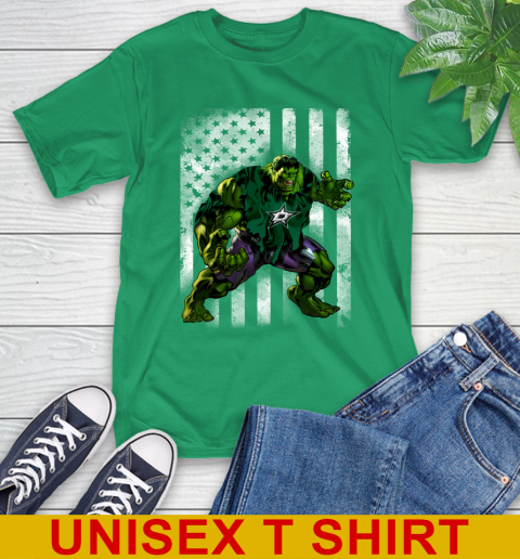 Dallas Stars Hulk Marvel Avengers NHL Hockey American Flag T-Shirt 7