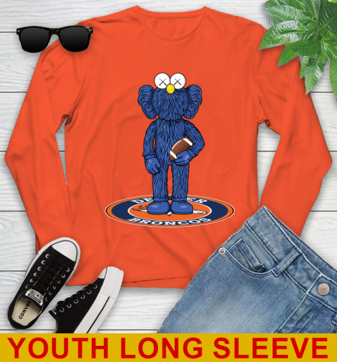 NFL Football Denver Broncos Kaws Bff Blue Figure Shirt Youth Long Sleeve 4