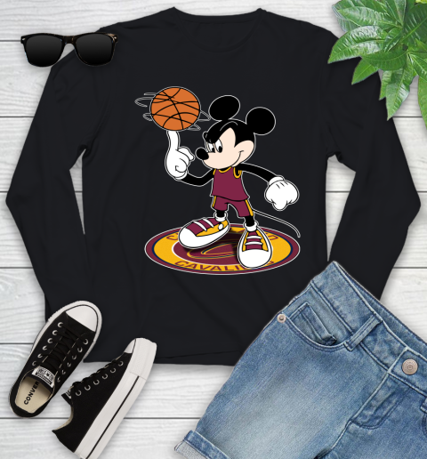 NBA Basketball Cleveland Cavaliers Cheerful Mickey Disney Shirt Youth Long Sleeve