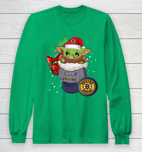 Boston Bruins Christmas Baby Yoda Star Wars Funny Happy NHL Long Sleeve T-Shirt 7