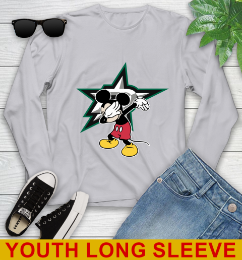 Dallas Stars NHL Hockey Dabbing Mickey Disney Sports Youth Long Sleeve 6
