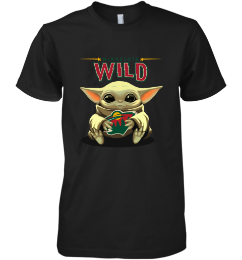 Baby Yoda Hugs The Minnesota Wild Ice Hockey Premium Men's T-Shirt