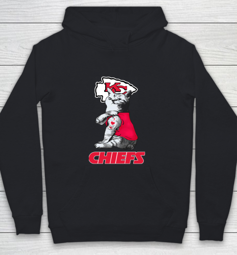 NFL Football My Cat Loves Kansas City Chiefs Youth Hoodie