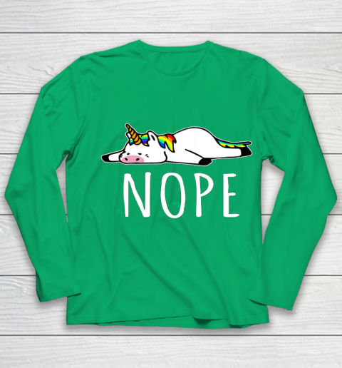 Nope Unicorn T Shirt Nah Not Gonna Do It Funny Lazy Gift Youth Long Sleeve 4