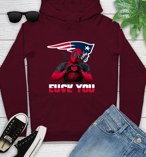 NHL New England Patriots Deadpool Love You Fuck You Football Sports Youth Hoodie 7