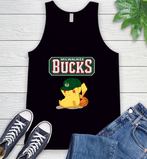 NBA Pikachu Basketball Sports Milwaukee Bucks Tank Top 2