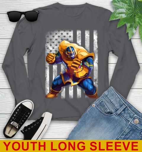 NBA Basketball Golden State Warriors Thanos Marvel American Flag Shirt Youth Long Sleeve 9