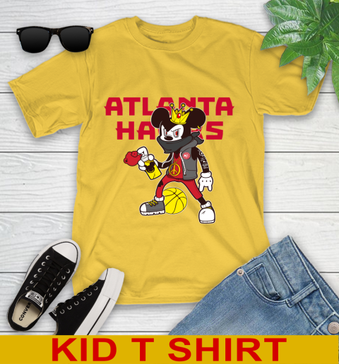 Atlanta Hawks NBA Basketball Mickey Peace Sign Sports Youth T-Shirt 8
