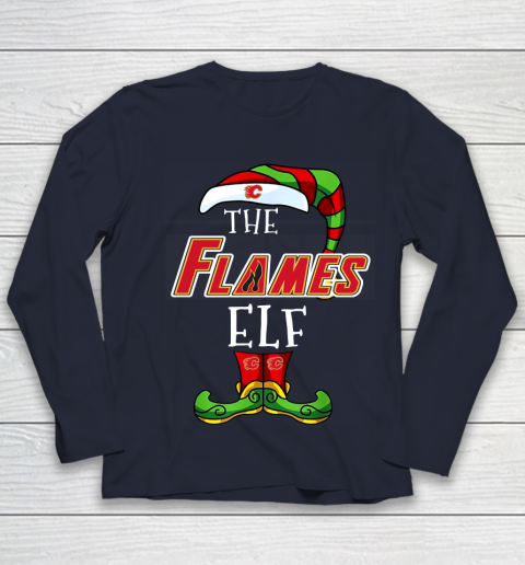 Calgary Flames Christmas ELF Funny NHL Youth Long Sleeve 2
