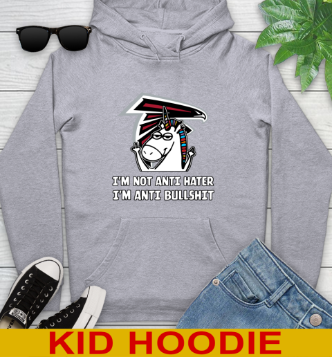 Atlanta Falcons NFL Football Unicorn I'm Not Anti Hater I'm Anti Bullshit Youth Hoodie 6