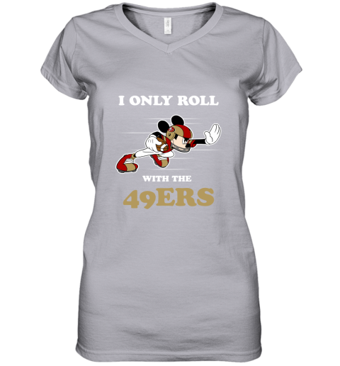 I Love The 49ers Mickey Mouse San Francisco 49ers Women's V-Neck T