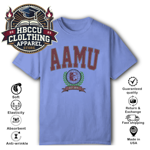 Alabama A&M Bulldog HBCU T-Shirt zmxo alabama aamp m bulldog hbcu classic t shirt 2 front violet HBCU Clothing Apparel