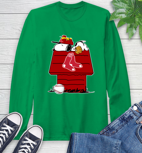 MLB Boston Red Sox Snoopy Woodstock The Peanuts Movie Baseball T Shirt Long Sleeve T-Shirt 7