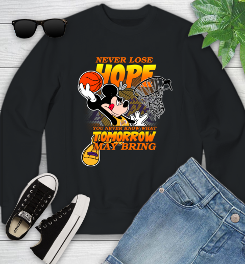 Los Angeles Lakers NBA Basketball Mickey Disney Never Lose Hope Youth Sweatshirt