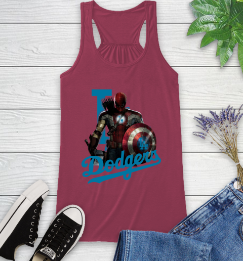 MLB Captain America Thor Spider Man Hawkeye Avengers Endgame Baseball Los Angeles Dodgers Racerback Tank 8