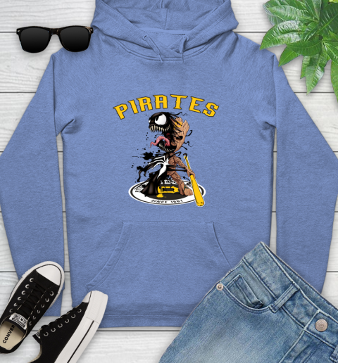 MLB Pittsburgh Pirates Baseball Venom Groot Guardians Of The Galaxy Youth Hoodie 12