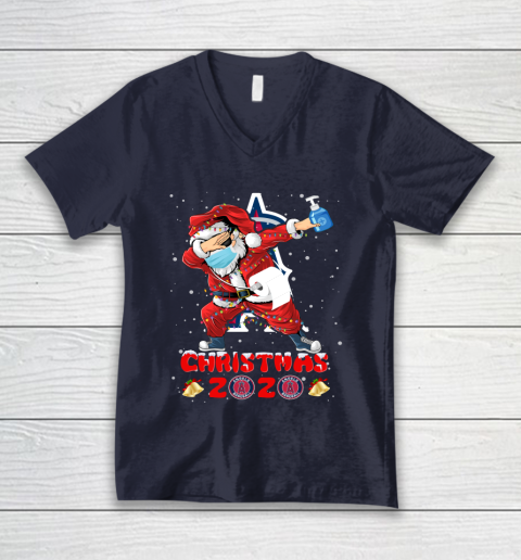Los Angeles Angels Funny Santa Claus Dabbing Christmas 2020 MLB V-Neck T-Shirt 2