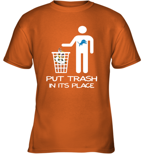 Detroit Lions Put Trash In Its Place Funny NFL Youth T-Shirt 