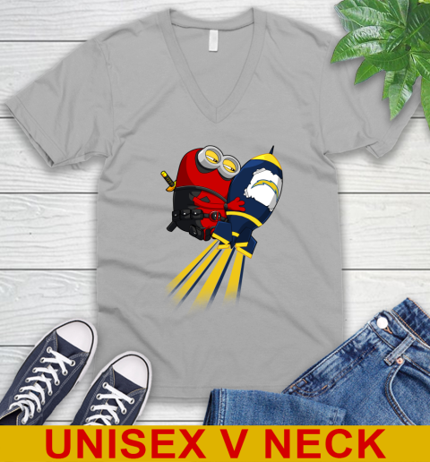 NFL Football Los Angeles Chargers Deadpool Minion Marvel Shirt V-Neck T-Shirt 3