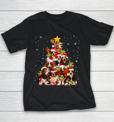 Basset Hound Christmas Tree T Shirt Xmas Gift For Dog Lover Youth T-Shirt