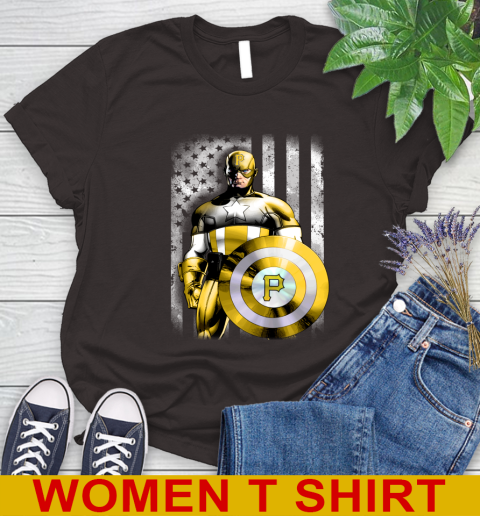 Pittsburgh Pirates MLB Baseball Captain America Marvel Avengers American Flag Shirt Women's T-Shirt 10 Pittsburgh Pirates MLB Baseball Captain America Marvel Avengers American Flag Shirt Women's T-Shirt - Image 10