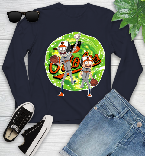 MLB Baltimore Orioles Rick And Morty Baseball Sports Youth Long Sleeve 3
