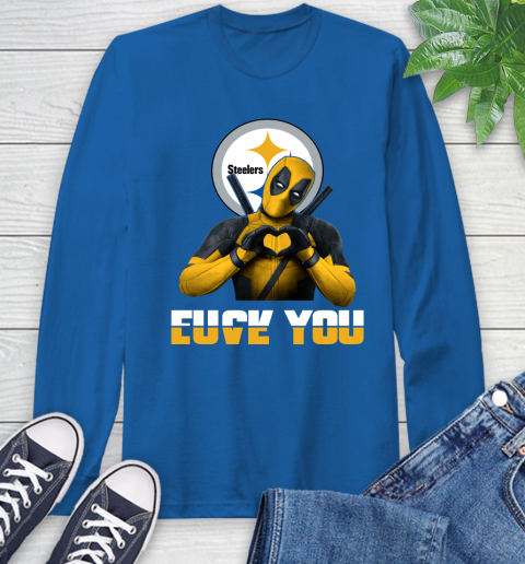 NHL Pittsburgh Steelers Deadpool Love You Fuck You Football Sports Long Sleeve T-Shirt 10