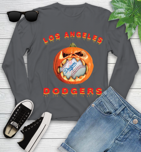 MLB Los Angeles Dodgers Halloween Pumpkin Baseball Sports Youth Long Sleeve 8