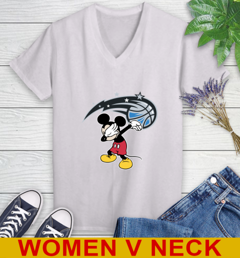 Orlando Magic NBA Basketball Dabbing Mickey Disney Sports Women's V-Neck T-Shirt