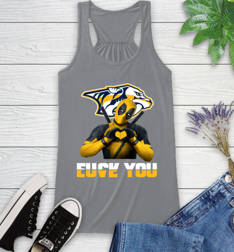 NHL Nashville Predators Deadpool Love You Fuck You Hockey Sports Racerback Tank 4