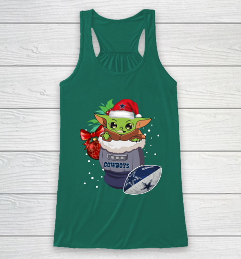 Dallas Cowboys Christmas Baby Yoda Star Wars Funny Happy NFL Racerback Tank 6