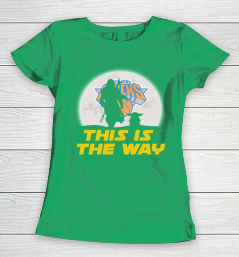 New York Knicks NBA Basketball Star Wars Yoda And Mandalorian This Is The Way Women's T-Shirt 5