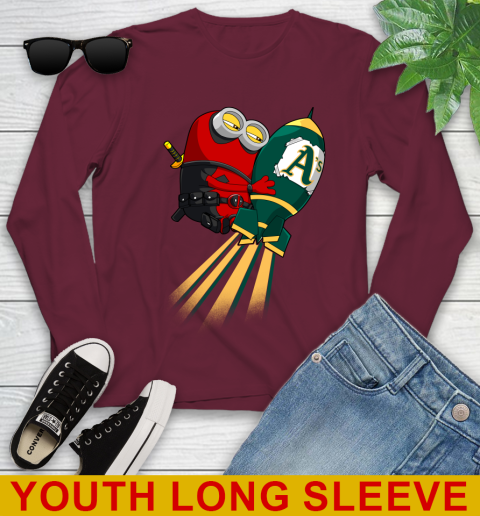 MLB Baseball Oakland Athletics Deadpool Minion Marvel Shirt Youth Long Sleeve 6