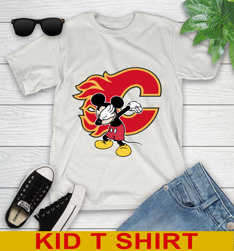 Calgary Flames NHL Hockey Dabbing Mickey Disney Sports Youth T-Shirt 12