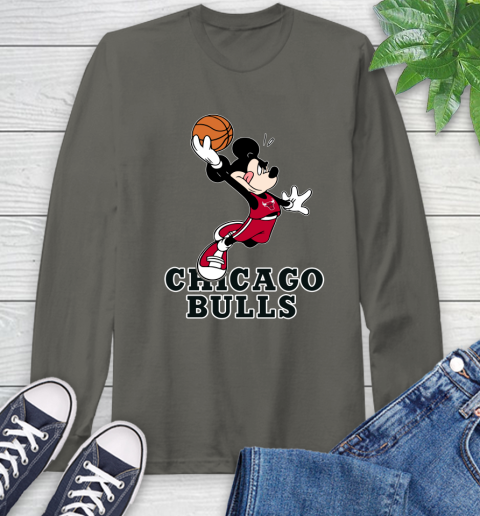 NBA Basketball Chicago Bulls Cheerful Mickey Mouse Shirt Long Sleeve T-Shirt 9