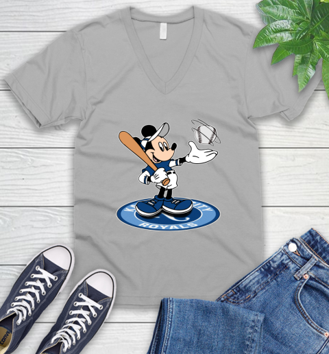 MLB Baseball Kansas City Royals Cheerful Mickey Disney Shirt V-Neck T-Shirt 4