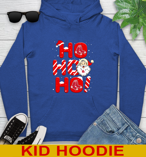 Boston Red Sox MLB Baseball Ho Ho Ho Santa Claus Merry Christmas Shirt Youth Hoodie - Image 11