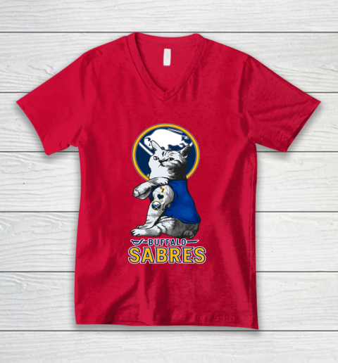 NHL My Cat Loves Buffalo Sabres Hockey V-Neck T-Shirt 6