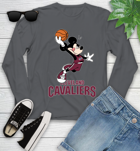 NBA Basketball Cleveland Cavaliers Cheerful Mickey Mouse Shirt Youth Long Sleeve 8