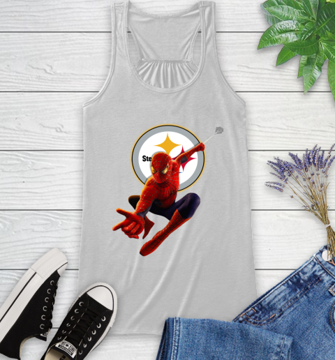 NFL Spider Man Avengers Endgame Football Pittsburgh Steelers Racerback Tank